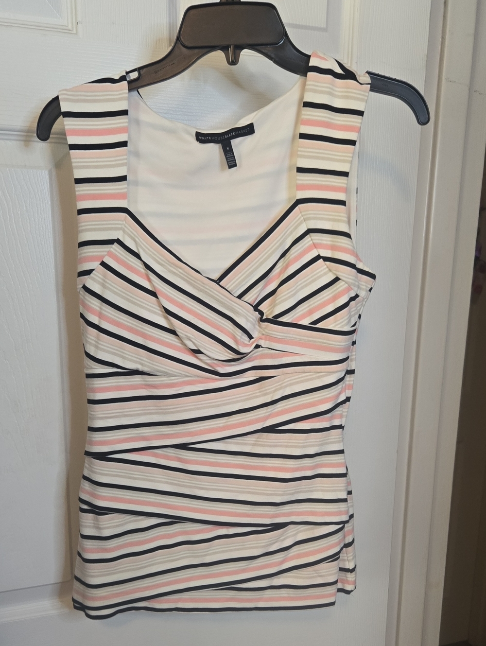 White House Black Market Striped Sleeveless Mini Dress in White, Pink & Black